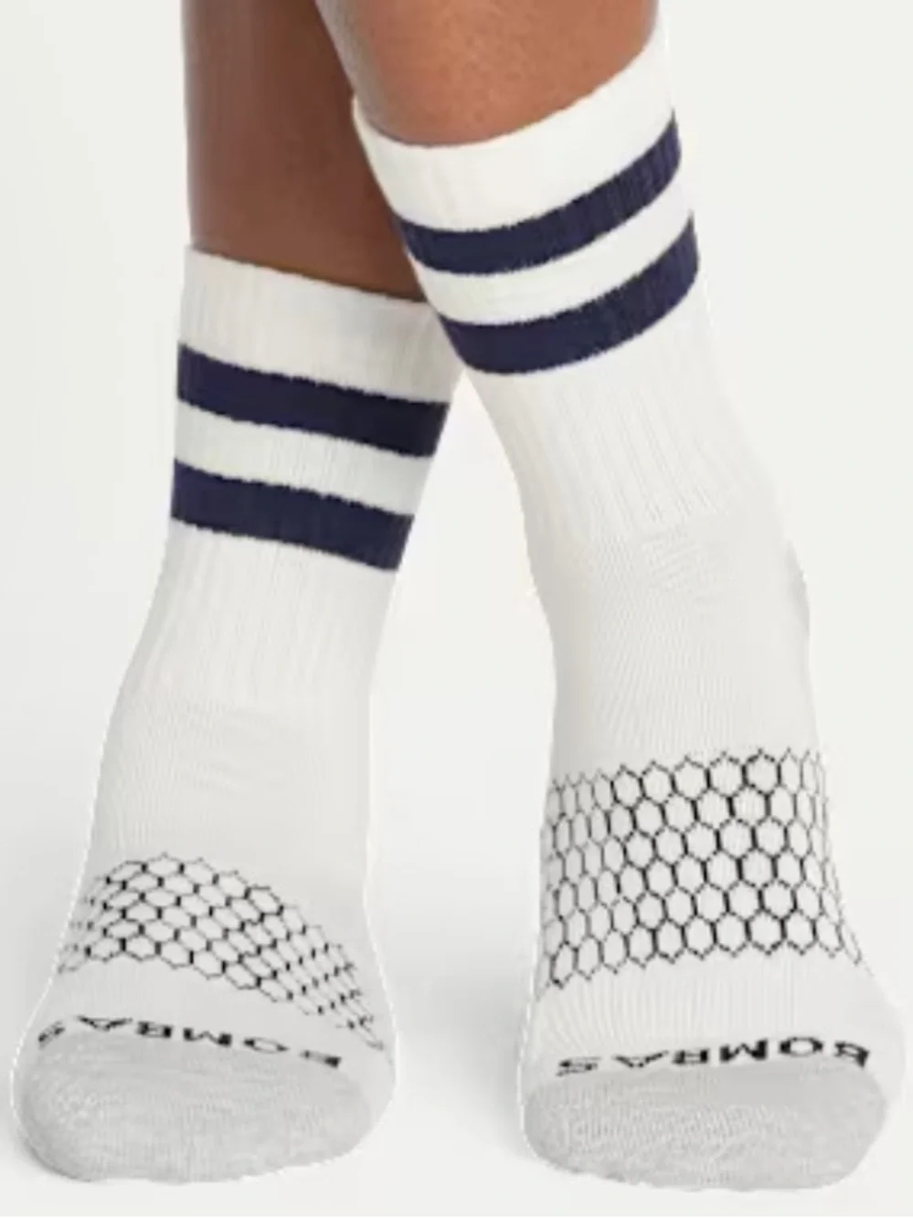 NWOT Bombas Vintage Stripes Half Calf Socks - White With Black Stripes-Small